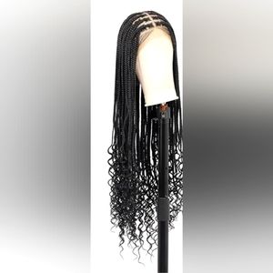 13 x 8 HD Full Lace Individual Braids with Curly Ends (36 inches) color 1B
